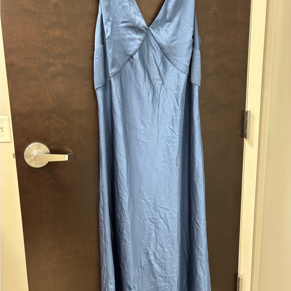 a new day Strapless Satin Blue Dress